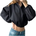 thumbnail image 1 of ShomPort Cropped Hooded Jacket for Women Fall Trendy Zipper Up Hoodie Women Casual Outerwear, 1 of 1