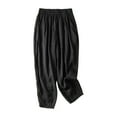 thumbnail image 1 of ShomPort Cute Cotton Linen Capri Pants Summer Loose Elastic High Waist Solid Color Casual Pants with Pockets, 1 of 5