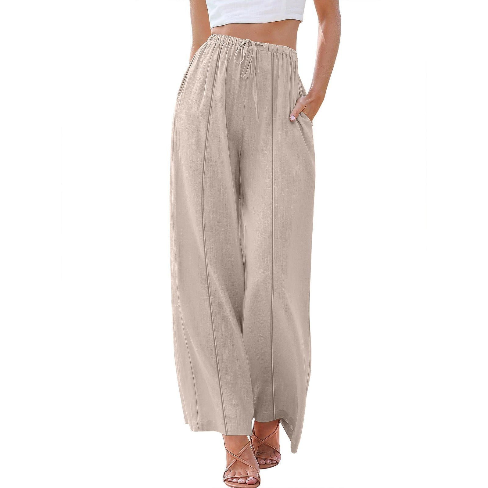 ShomPort Drawstring Elastic Waist Wide Leg Pants for Tall