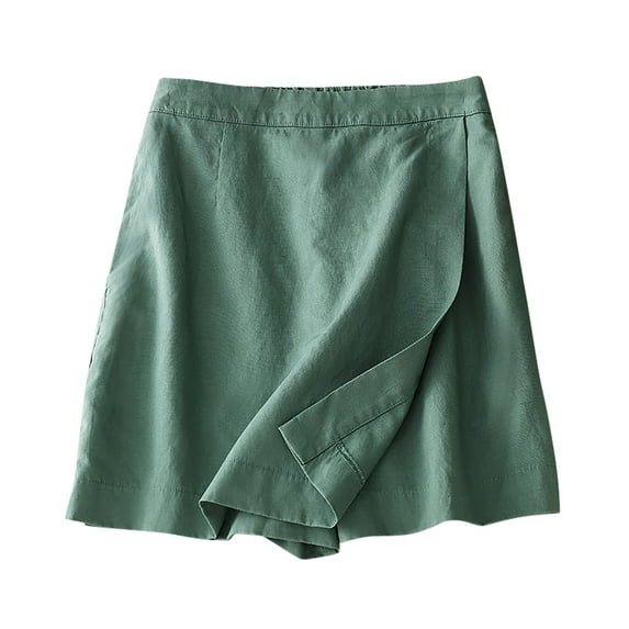 ShomPort Dressy Shorts for Women Summer Cotton Linen Breathable Work Shorts Back Elastic Waist Shorts