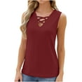 thumbnail image 1 of ShomPort Eyelet Slim Tank Tops for Women Summer Trendy V-Neck Sleeveless Hollow out Vest Shirts, 1 of 7
