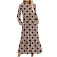 thumbnail image 1 of ShomPort Fall Casual Long Dress for Tall Women Round Neck Long Sleeve Ruffle Dresses with Pockets, 1 of 1