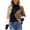 thumbnail image 1 of ShomPort Fall Fashion Sweaters for Women Long Sleeve Color Block Crewneck Pullover Sweater Knit Jumper Tops, 1 of 4
