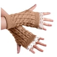 thumbnail image 1 of ShomPort Fingerless Gloves for Womens Lace Trim Thumb Hole Cable Knit Trendy Winter Going Out Soft Cozy Arm Warmer, 1 of 4