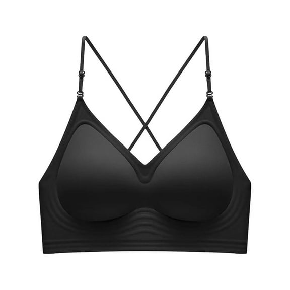 ShomPort Fixed Cup Underwear for Womens Crisscross Back Adjustable Straps Solid Color Push Up Trendy Sports Bras