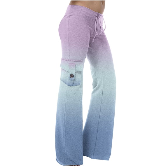 ShomPort Flare Yoga Pants for Women High Waist Bootcut Cargo Trousers Workout Long Palazzo Pants