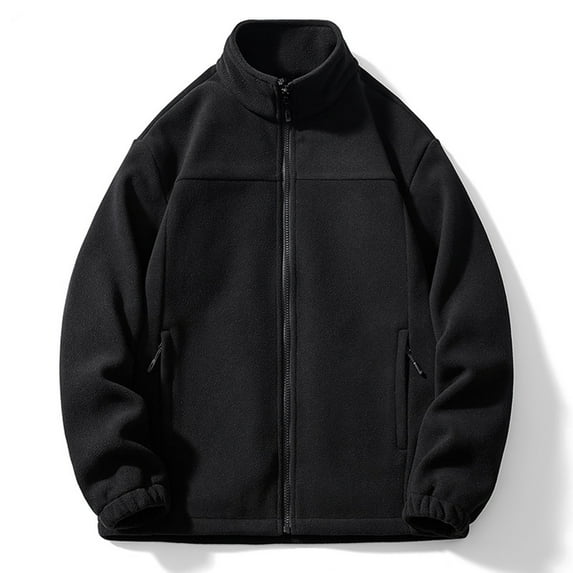 ShomPort Fleece Jacket Women Long Sleeve Zip up Stand Collar Winter Warm Coat with Zipper Pockets