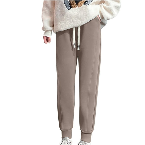 ShomPort Fleece Lined Sweatpants for Women Fall Winter Drawstring Joggers Thicken Pants with Pockets