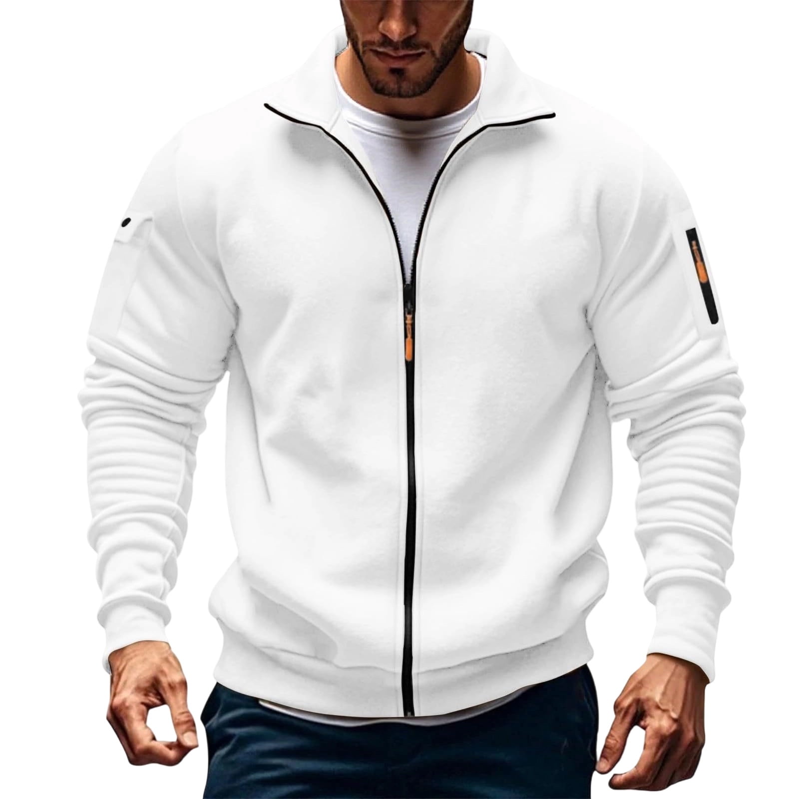 ShomPort Fleece Long Sleeve Jackets for Mens Turn Down Full Zipper ...