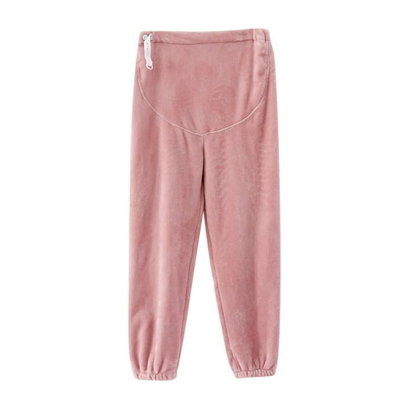 ShomPort Fleece Pants for Pregnancy Women Adjustable Elastic Waist Bottom Trousers Fall Winter Outdoor Casual Clothes