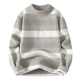 thumbnail image 1 of ShomPort Fleece Sweater for Mens Long Sleeve Crew Neck Stripe Pattern Knitted Tees Blouses Casual Color Block Trendy Basic Layer Tops, 1 of 2