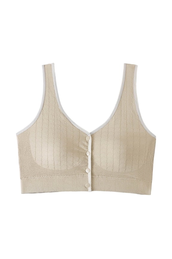 Front Closure Bras for Womens Supportive U-Back Full Coverage Ribbed Wireless Soft Padded Daily Underwear