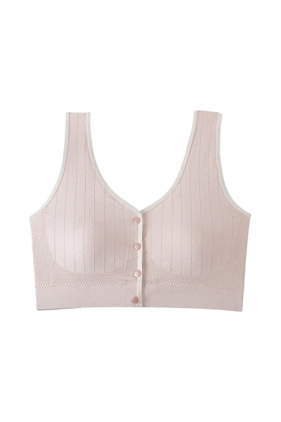 Front Closure Bras for Womens Supportive U-Back Full Coverage Ribbed Wireless Soft Padded Daily Underwear