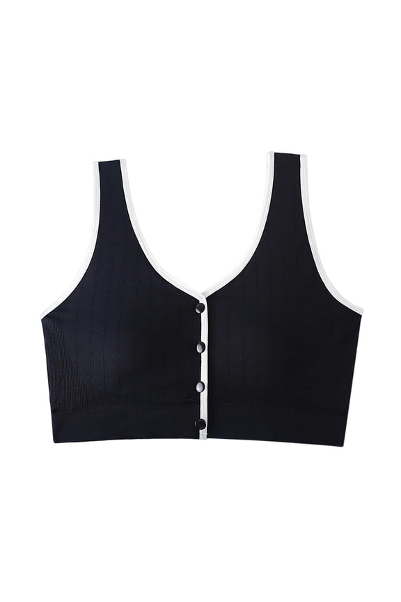 Front Closure Bras for Womens Supportive U-Back Full Coverage Ribbed Wireless Soft Padded Daily Underwear