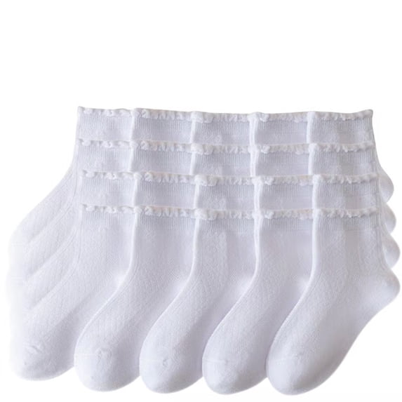 ShomPort Girls 10 Pairs Cotton Socks Breathable School Uniform Dress Socks Daily Comfy Ankle Sock 3-14 Years