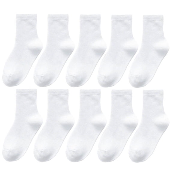 ShomPort Girls 10 Pairs Cotton Socks Breathable School Uniform Dress Socks Daily Comfy Ankle Sock 3-14 Years