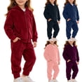 thumbnail image 1 of ShomPort Girls 2 Piece Outfits Velour Zip up Hoodie Elastic Waist Sweatpant Set Fall Winter Outfits 9 Months-8 Years, 1 of 8