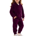 thumbnail image 1 of ShomPort Girls 2 Piece Outfits Velour Zip up Hoodie Elastic Waist Sweatpant Set Fall Winter Outfits 9 Months-8 Years, 1 of 8