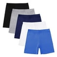 thumbnail image 1 of ShomPort Girls 5-Pack Bike Shorts Elastic Waisted Yoga Dance Athletic Cotton Short Tights Under Dress Shorts, 1 of 9