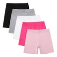 thumbnail image 1 of ShomPort Girls 5-Pack Bike Shorts Elastic Waisted Yoga Dance Athletic Cotton Short Tights Under Dress Shorts, 1 of 9