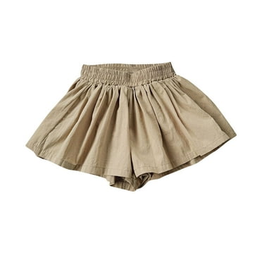 ShomPort Girls Cotton Flowy Shorts Summer Cute Elastic Waist Skorts Breathable Dance Shorts 2-8 Years