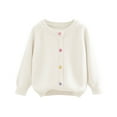thumbnail image 1 of ShomPort Girls Knit Cardigan Sweaters Solid Color Long Sleeve Multi-Color Button Blouses Cute Fall Winter Clothes for 2-11 Years, 1 of 4