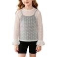 thumbnail image 1 of ShomPort Girls Mesh Tops Sheer Lace Long Sleeve Cover up See Through Blouses Layering Tops 2-11 Years, 1 of 7