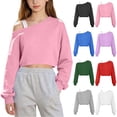 thumbnail image 1 of ShomPort Girls Off Shoulder Sweatshirt Long Sleeve Cute Crop Pullover Drop Shoulder Loose Casual Wear Tops, 1 of 7