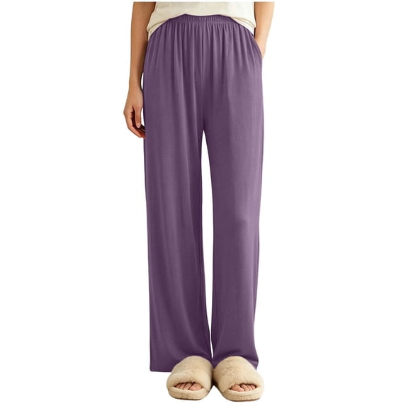 ShomPort Girls Straight Sweatpants Elastic Waist Solid Color Casual Pants Loungewear Stretch Loose Trousers with Pockets