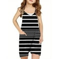 thumbnail image 1 of ShomPort Girls Striped Jumpsuit Summer Baggy Spaghetti Straps Sleeveless Rompers Casual Pockets Short Jumpsuit 5-14, 1 of 6