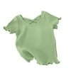 thumbnail image 1 of ShomPort Girls T-Shirts Summer Basic Ribbed Knit Tops Solid Color Short Sleeve Casual Tee Blouse 1-8T, 1 of 6