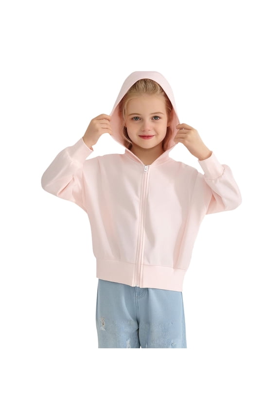 Girls Zip up Hoodies Casual Sweatshirts Fall Active School Outerwear with Pockets 4-15 Years