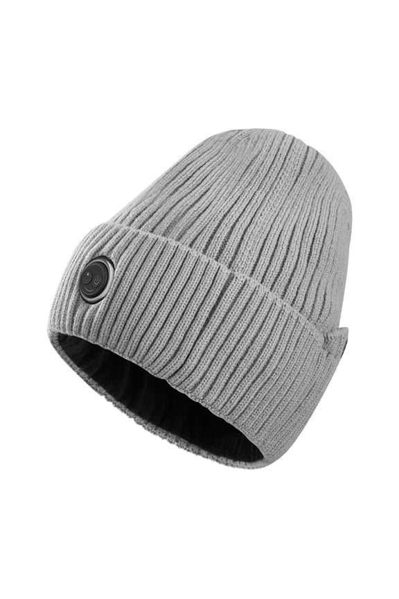 Heated Caps for Womens Unisex Knit Ribbed Rolled Cuff Ear-Protection Beanies Winter Thermal Cozy Hats