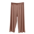 thumbnail image 1 of ShomPort High Elastic Waisted Pajamas Pants Ruffle Trim Soft Straight Leg Comfort Thin Loungewear Smoothing Lightweight Trousers, 1 of 6