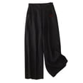 thumbnail image 1 of ShomPort High Waist Cotton Linen Wide Leg Pants for Women Summer Vintage Elastic Waist Palazzo Pants with Pockets, 1 of 3