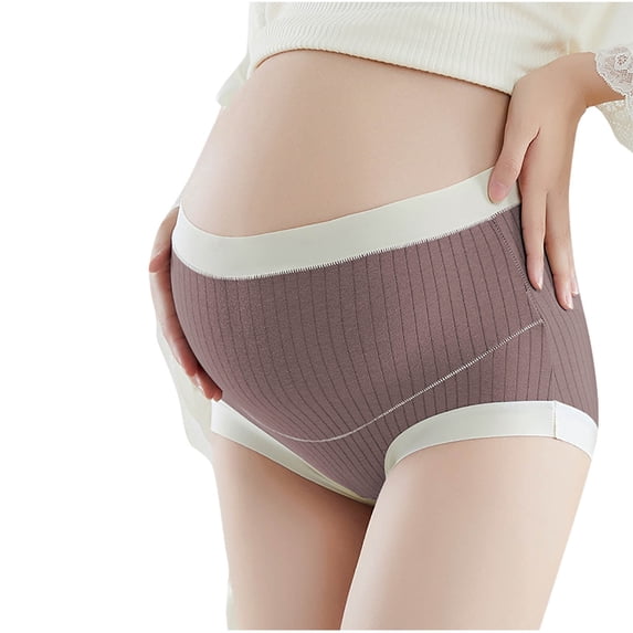 ShomPort High Waist Panties for Maternity Womens Cotton Ribbed Seamless Support Comfort Daily Pregnancy Briefs
