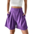 thumbnail image 1 of ShomPort High Waist Pleated Work Shorts for Women Summer Fashion Casual Wide Leg Shorts with Pockets, 1 of 6