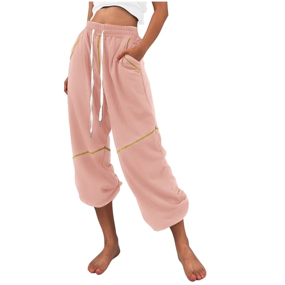 ShomPort High Waist Sweatpants for Women Fashion Baggy Drawstring Dance Workout Sport Pants with Pockets