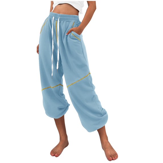 ShomPort High Waist Sweatpants for Women Fashion Baggy Drawstring Dance Workout Sport Pants with Pockets