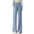 thumbnail image 1 of ShomPort High Waist Wide Leg Pants for Women Summer Baggy Drawstring Elastic Waist Split Casual Pants, 1 of 5