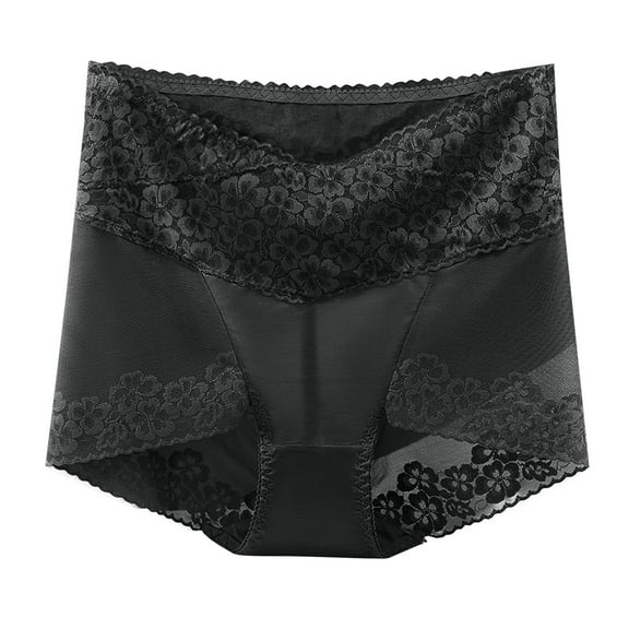 ShomPort High Waisted Underwear for Women Lace Patchwork Thin Breathable Panties Comfy Full Coverage Briefs