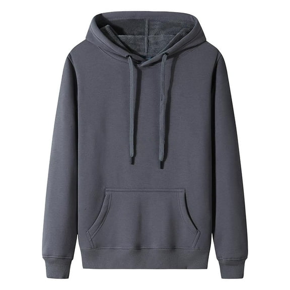 ShomPort Hoodies for Men Drawstring Long Sleeve Loose Thick Hooded Shirts Athleisure Solid Color Sweatshirts with Pocket