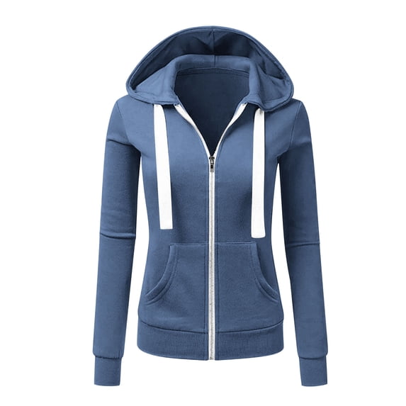 ShomPort Hoodies for Women Thin Casual Long Sleeve Zip-Up Hooded Jacket Activewear Sweatshirt with Pockets