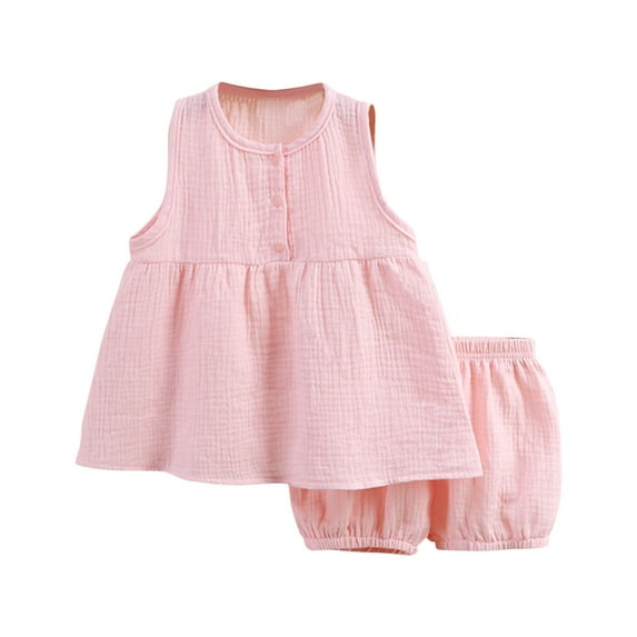 ShomPort Infant Baby Girl Sleeveless Tank Top and Cute Shorts 2 Piece Set Summer Toddler Cotton Outfit