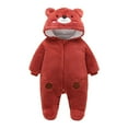 thumbnail image 1 of ShomPort Infant Boy Girl Winter Fleece Romper Cute Zipper Hoodied Romper Coat Newborn Padded and Thickened Jumpsuit, 1 of 5