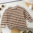 thumbnail image 1 of ShomPort Infant Children Long Sleeve T-Shirts Cotton Striped Round Neck Basic Tops Pullover Lightweight Blouses for 1-13 Years, 1 of 3