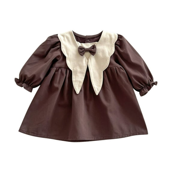ShomPort Infant Toddler Kids Girl Cotton Dress Fall Long Sleeve A-Line Dress Casual Clothes