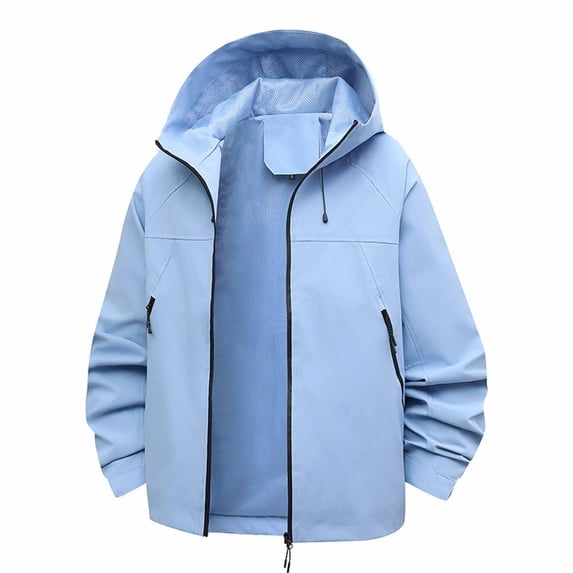 ShomPort Jackets for Womens Drawstring Zipper Quick-Dry Waterproof Loose Fitted Hooded Packable Hiking Coat with Pockets