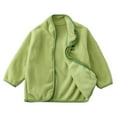thumbnail image 1 of ShomPort Kids Fleece Jacket Long Sleeve Zipper Mock Neck Solid Color Loose Outwear Comfort Fall Winter Warm Coat for Baby, 1 of 8