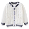 thumbnail image 1 of ShomPort Kids Knit Outerwear School Uniform Cardigans with Pockets Long Sleeve Crewneck Button down Sweater 3-8 Years, 1 of 5